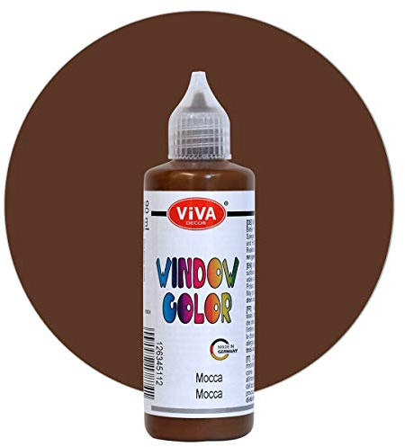Viva Decor Window Color (Mocca, 90 ml) Fenstermalfarben für wieder abziehbare Bilder und Sticker für Deko, Spiegel, Fliesen, Vasen und Fenster - Made in Germany