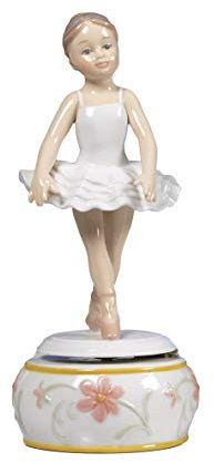 PABEN Carillon con Ballerina in Porcellana Smaltata Dipinta a Mano cm. 20 Bomboniera Regalo Comunione, cresima, Compleanno