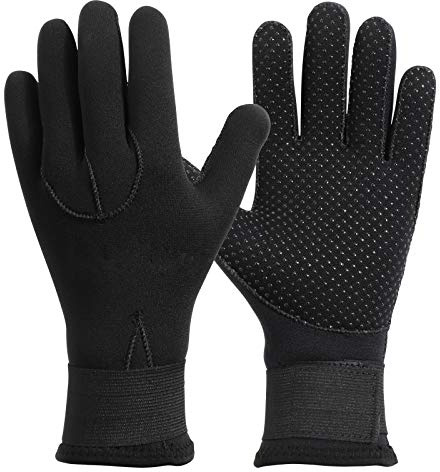 QKURT Los Guantes De Neopreno De 3 Mm, Guantes de Invierno, Guantes Antideslizantes, Guantes de Buceo elásticos para Hombres, Mujeres, Buceo, Surf, Kayak, Esnórquel, Vela, Canotaje
