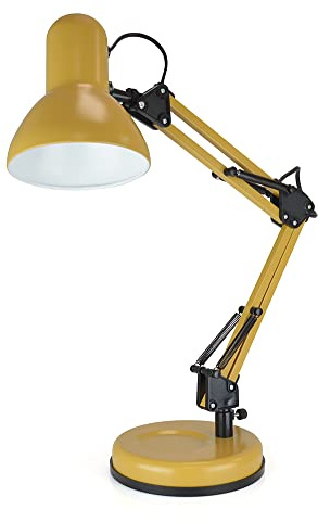homelife for easy living 35W Swing Poise Hobby Desk Lamp - Tilt/Swivel Head - 35cm Swing Arm - Max. Height 52cm - Weighted Base with Desk Tidy - Inline Switch - L945MS - English Mustard