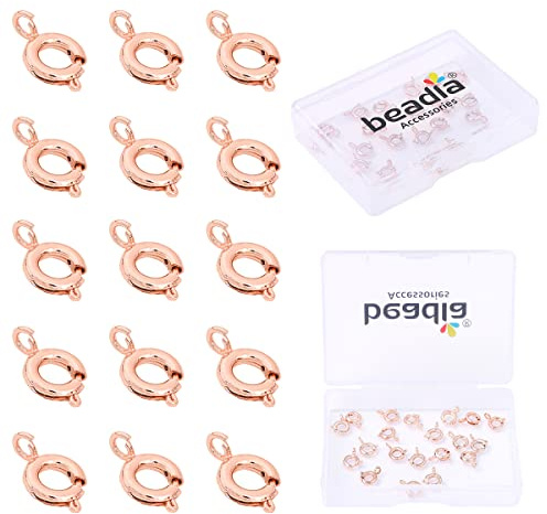 BEADIA Rose Gold Plated Spring Clasps Non Tarnish 6mm 20pcs for Jewelry Making Findings