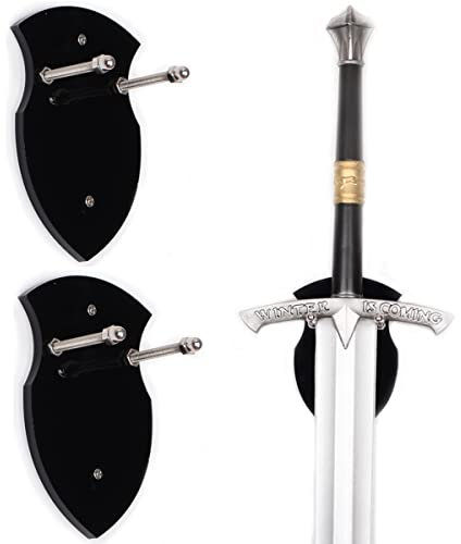 WANLIAN Wall Mounted Sword Card Sword Holder Sword Wall Card Acrylic Sword Wall Display Card Shield Sword Holder Knife Holder Dagger Holder (2 pieces black)