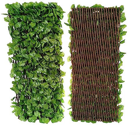 Clôture Feuilles Lierre, Clôture de Feuilles Artificielles, Haies d'obstruction de Jardin, Clôture de Balcon, Plante Verte pour Cour, Balcon, Brise Vue Jardin Haie Artificielle en Rouleau