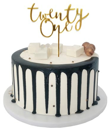 Gold Glitter Acrylic Twenty One Cake Topper, 21th Birthday Cake Toppers, 21th Anniversary Party Decorations Supplies