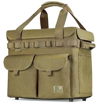 OneTigris Camping Storage Bag with Lid, 25L Collapsible Tactical Tote Bag for Outdoor Camping Travel Picnic Garage Trunk Organizer