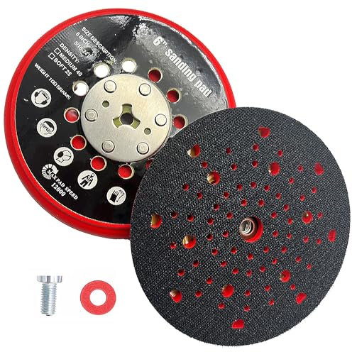 Disque de Ponçage 150mm, Plateau Ponceuse, Plateau de Poncage, Plateau Ponceus Multihole Compatible Ponceuses Electriques pour Bosch RSM6045, GEX 34-150, GEX 40-150, avec Vis et Joint Rouge