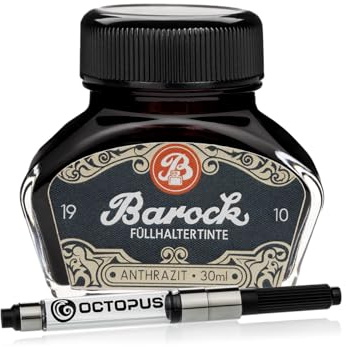 Barock 1910 Anthrazit, Schreibtinte für Füllhalter mit Konverter, 30 ml, grau