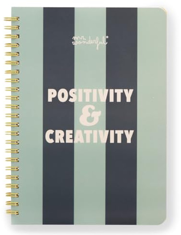 Mr. Wonderful - Libreta A5 Tapa Dura - Encuadrenación en Espiral - Positivity & creativity - 160 páginas cuadriculadas - Incluye pegatinas