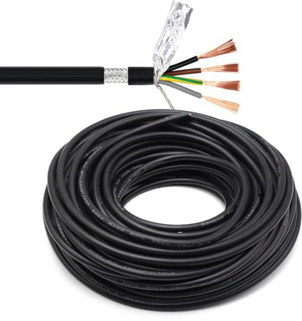 22 AWG 4-kärnig Dubbelskärmad Kabel — UL2464 Ren Kopparledare + Flätad Skärmad Elektrisk Ledning, 300V / 80°C Ledning For Data, Ljud Och Ström(200ft)