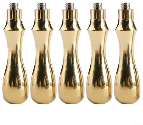 HEBEOT 5 st vaxförseglingsstämpelhandtag, slät guldfinish kopparfästen för utbytbara huvuden, gör-det-själv vintage brandfärg, tätning, präglingsverktyg för anpassning av dokument, Enve