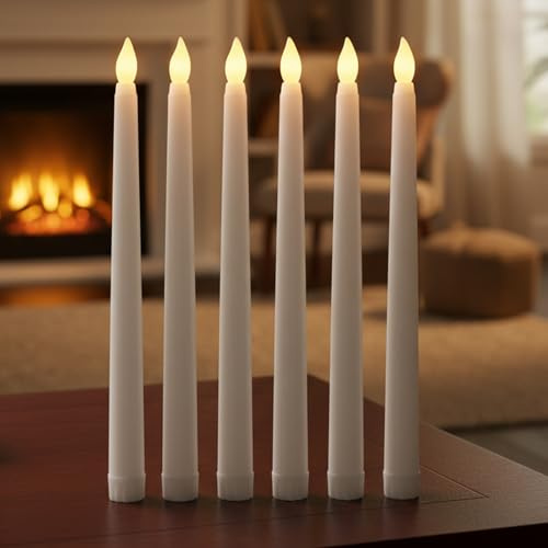 GYTFOG 6 Pcs Fake Candles, Flameless Candles, Flameless LED Candle Sticks, 3D Wick Flickering Dinner Candles for Home Decor, Weddings, Parties
