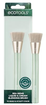 EcoTools Sea Gems Liquid & Cream Blending Brush, Foundation, Contour & Blush Makeup Brush for Smooth Buildable Coverage, Sustainable Design, Vegan & Cruelty-Free, 1 Count