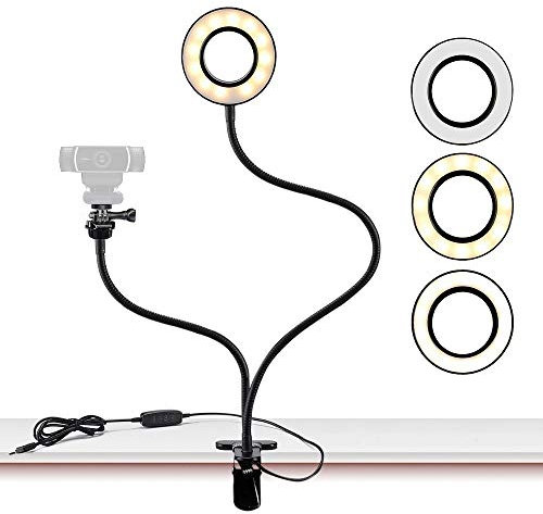 Webcam Licht Halterung für Live Stream, Selfie Ring Licht mit Webcam Halterung für Logitech c925e, C922 X, C930e, C922, C930, C920, C615, Brio 4 K