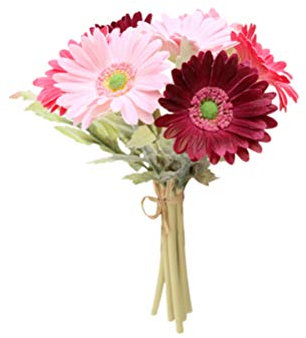 LIOOBO 7 stücke künstliche Gerbera blumenstrauß europäischen Stil afrikanische gänseblümchen Blumen Simulation schmuck Hause Hochzeit Dekoration weinrot rosa