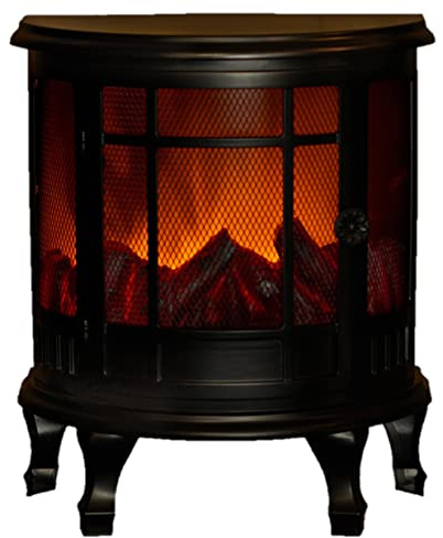 große LED Kamin Laterne mit Timer Feuereffekt Batteriebetrieb Tischkamin Kamin Optik 35 cm