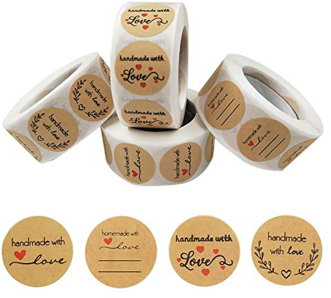 2000 Pièces Etiquette Ronde,Kraft Papier Stickers,Adhésif Autocollant Rond | Autocollant Personnalisé Etiquettes Autocollantes,Etiquette Cadeau Noel Fait Main Autocollant DIY