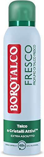 6x Borotalco Deo Spray Fresco alkoholfrei und mit Active Crystal Talk, Fresh Talk Duft, 48h 150 ml + Italian Gourmet Polpa 400g