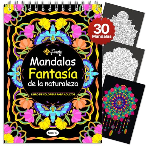 Finoly Libro Mandalas Colorear Adultos | Cuadernos Mandalas Adultos y Niños | Mandalas para Colorear en Tamaño A4 | Papel Premium Encuadernación Espiral