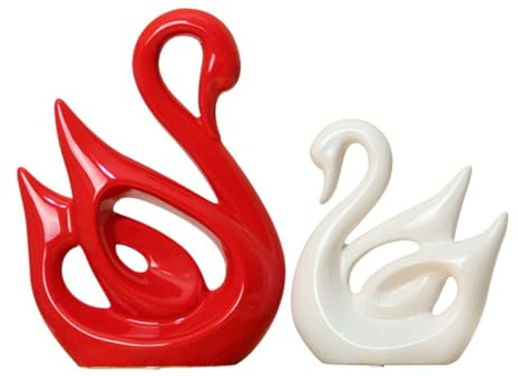 MAGICLULU Set Di Statuette Di Cigni in Ceramica Coppie Di Cigni Animali Ornamentali Per Decorazioni Nuziali