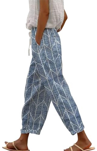 Womens Linen Trousers Cotton Womens Trousers Trouser Style Lounge Pants Elastic Waist Trousers Wide Leg Black Trousers Women High Waist Trousers Women