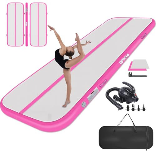 PPXIA Gymnastikmatte Air Matte Track 4M 20CM Höhe, Turnmatte Tumbling Matten mit Komplettes Zubehör, Aufblasbar Gymnastik Track Matte für zuhause Outdoor Yoga