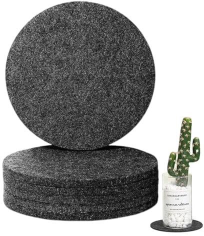 AUEFUDQ 6X Filzuntersetzer - Tischschoner aus robustem Filz - Unterlage für Töpfe, Gläser, Schüsseln und Vasen - runde Schutzmatte für Tisch und Möbel Ø 20 cm