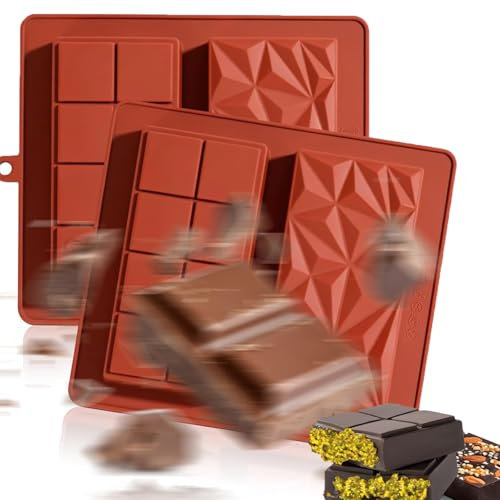 Dubaï Lot de 2 moules à chocolat en silicone profond sans BPA antiadhésif de qualité alimentaire pour chocolat, praline, bonbons