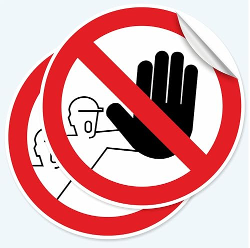 Pubblimania 2 Autocollants de Signalisation Accès Interdit Autorisé uniquement au personnel autorisé 20x20 cm, Étiquettes adhésives douces, imperméables et lavables