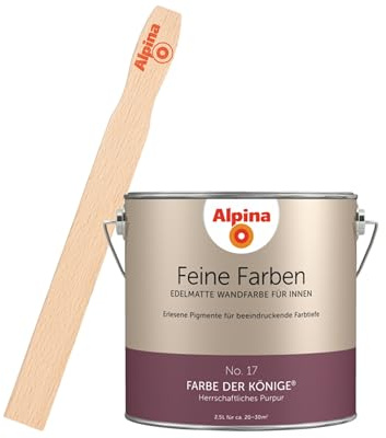 Alpina Feine Farben inkl. Rührstab – No. 17 Farbe der Könige – edelmatte Innenfarbe - Wandfarben für einzigartige Farbwirkungen und Raumstimmungen – Herrschaftliches Purpur - 2,5 Liter