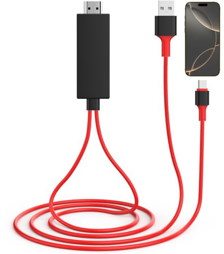 USB C to HDMI Adapter for iPhone 16 to TV,[Apple MFi Certified] USB Type C Digital AV Adapter 1080P 4K Sync Screen Connector Cable for iPhone 16/16 Plus/16 Pro/16 Pro Max/15 to HDTV Projector Monitor