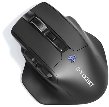 Bluetooth Mouse Large Mouse for Big Hands - 4800 DPI Wireless Mouse with Tri-Mode (Bluetooth 5.0/4.0+2.4G), Connects Up to 3 Mac, Ergonomic Rechargeable Big Mouse for Laptop, PC, Computers, Black