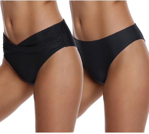 Adigaber Braguita de Bikini para Mujer Cintura Alta y Baja Sexy Culotes de Bikinis Pack de 2 para Mujeres Niñas Adolescentes