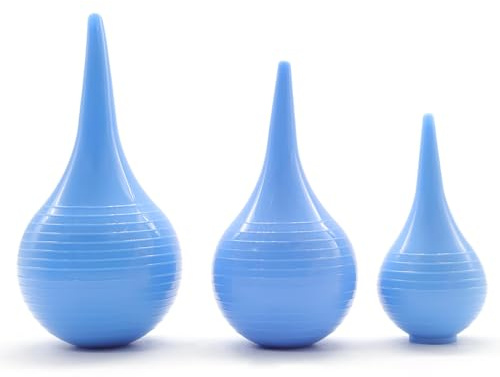 3 Pack Hand Bulb Ear Syringes, Soft Reusable Rubber Suction Ear Bulb Syringe Ball, Ear Washing Squeeze Bulb, Ear Cleaning Bulb for Adults, Pet