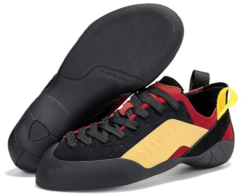 Rock Climbing Shoes for Men - Rock Climbing and Boulder Shoes for Indoor Outdoor - Women Durable Rubber Climbing Shoe (Black red,8)