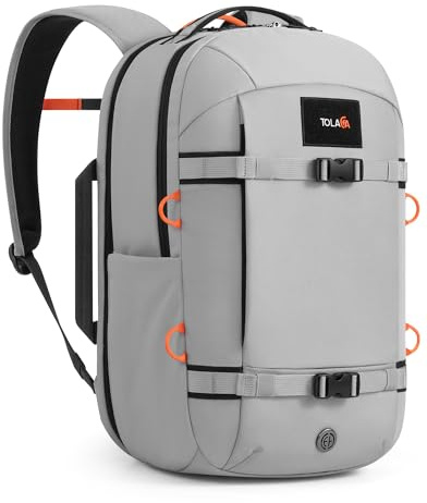 Tolaccea Laptop ryggsäck 30 L, 15,6 tum, handbagage affärsresa ryggsäck, LJUSGRÅ, Mittelgroße, Klassisk | 16 fack | 180° öppning | Robust förstärkt botten | YKK dragkedjor | 1 200 ml flaskfack | AirTag-fack