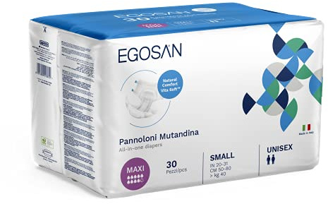 Egosan Lot de 30 slips jetables pour adulte - Absorption maximale et languettes réglables pour homme et femme - Taille S