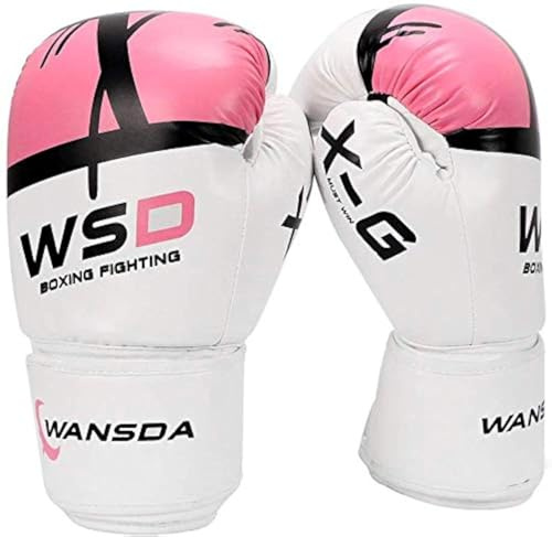 Luwint Boxing Gloves for Kids 6-10 Years, Heavy Bag Fighting Gloves for Boys Girls Training MMA Muay Thai Sparring Punching Boxing (Pink, 6oz)