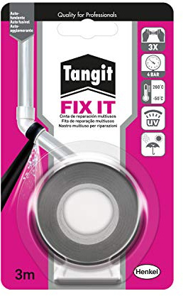 Tangit Fix It Nastro autoagglomerante per isolare perdite, Nastro isolante per riparazioni rapide, utilizzabile anche su superfici umide, 1 blister da 3 m