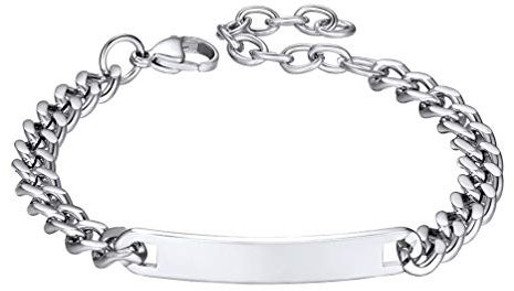 PROSTEEL Panzerkette Armband für Männer Frauen Edelstah 7mm breit Schildarmband 23cm verstellbar Armkette trendiger Modeschmuck Accessoire für Weihnachten Jahrestag