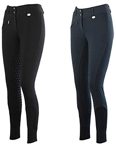 Lazura - Winter Reithose Mädchen & Jungen Comfort | mit Silikon Vollbesatz & Fronttasche | Kinder Reitleggings in Schwarz | mit Fleece-Innenseite | Kinder Reitbekleidung in Größe 170