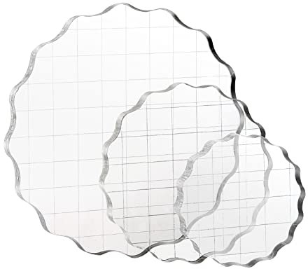 Kesote Stempelblock Transparent Acrylblock mit Gitter Stempel Block Acryl Rund (3 Stück)