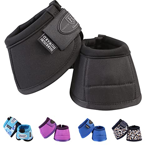 Harrison Howard Horse Bell Boots Overreach Bell Boots No-Turn Bell Boots for Horse-Sturdy Protective Hoof Boot