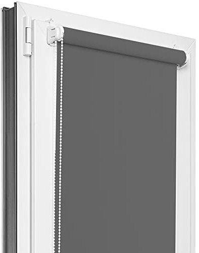 Estika Verdunklungsrollo ohne Bohren - Stoffbreite 60 cm x 220 cm - Graphit - 6 Stofffarben, Rollos für Fenster ohne Bohren, Klemmfix-Rollos für Fenster innen