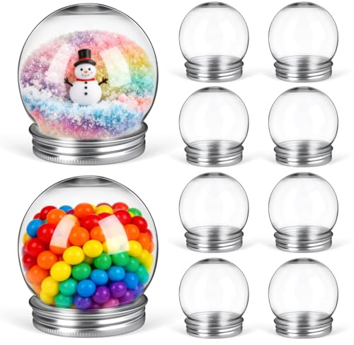 12 Bolas de Nieve de plástico Transparente de 150 ml con Tapa desenroscable, Botella de rellenable, Tarro vacío para Manualidades, decoración navideña