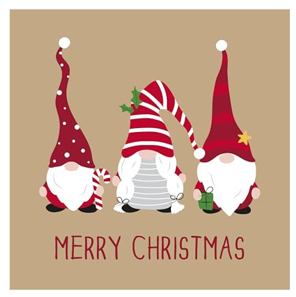 Eurowrap Pack of 12 Assorted Brown Kraft Christmas Cards Xmas Gonk, 2 Designs Christmas Wishes and Merry Christmas Eco Friendly Packaging 100% Recyclable