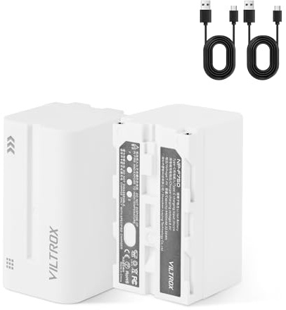 VILTROX NP-F750-batteri 2-pack 4400 mAh ersättningsbatteri för F550 F570 F770 F750 F970 F960 F950 F330, uppladdningsbart batteri kompatibelt med Godox VILTROX Neewer LED-videoljus/kameramonitor