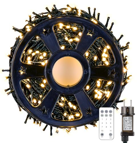 MAGGIFT LED Lichterkette Weihnachtsbeleuchtung,60M 600 LED Lichterkette Weihnachtsbaum Warmweiß Wasserdicht mit 8 Modi & Timer & Fernbedienung für Weihnachten Innen Außen Deko