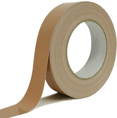 Rusoz Ruban Adhésif Blindé Extra Fort, 20 m X 25 mm Ruban Toile Adhésif Marron Ruban De Réparation Imperméable Heavy Duty Duct Tape Pour Canalisations, Moquette, De Scellage, Réparations, Marquage