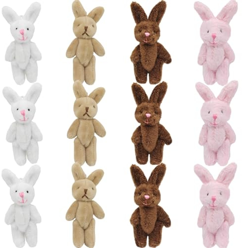 YGbridge Mini Plush Bunny, 12 Pcs Tiny Stuffed Animals, 3.2 Inch Easter Bunny Doll, Soft Rabbit for Easter, Birthday, Wedding Decorations, Easter Basket Stuffers (3.2 Inch)