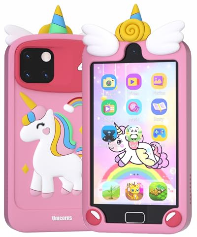 Kids Phone - Toddler Girl Toys for Age 3-12, Christmas Birthday Gifts for Girls, 4.0 Touchscreen Kids Smart Phone with Dual Cameras, Games, Music Player, 32GB Card, Toddler Learning Toys Cell Phone